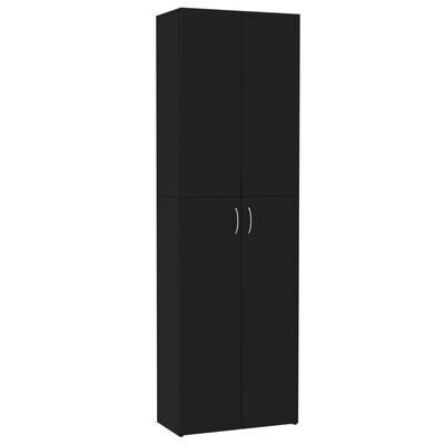 vidaXL Armario de oficina de madera contrachapada negro 60x32x190 cm