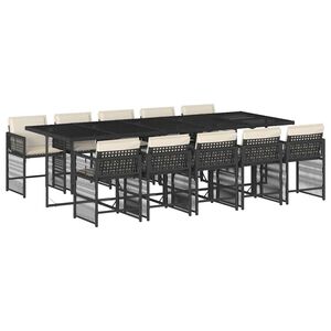 vidaXL Set de comedor jard&iacute;n 11 pzas con cojines rat&aacute;n sint&eacute;tico negro