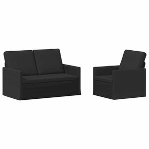 vidaXL Juego de Sof&aacute; 2 pcs Negro Tela