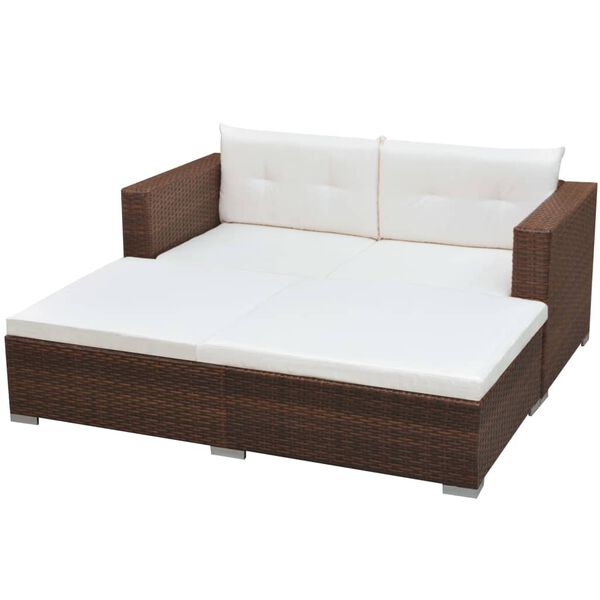 vidaXL Set muebles de jardín 3 piezas y cojines ratán sintético marrón