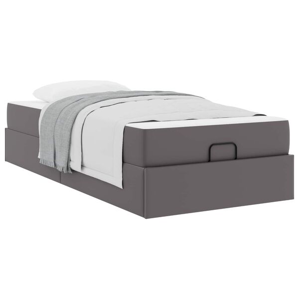 vidaXL Estructura de cama con colch&oacute;n con colch&oacute;n 2 pcs Gris PVC