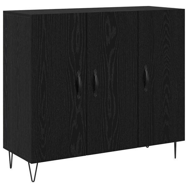 vidaXL Aparador Roble Negro 90 x 32,5 x 80 cm Madera de ingenier&iacute;a