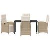 vidaXL Conjunto de Comedor de Jard&iacute;n 5 pcs Beige rat&aacute;n sint&eacute;tico