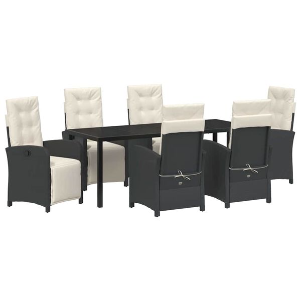 vidaXL Conjunto de Comedor de Jard&iacute;n 7 pcs Negro rat&aacute;n sint&eacute;tico