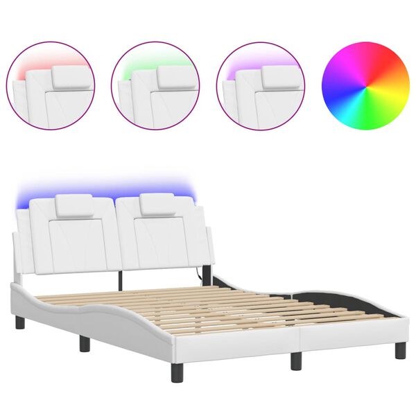 vidaXL Estructura de cama Viana con LED sin colchón sin colchón blanco 120x200 cm