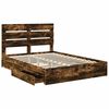 vidaXL Cama con almacenamiento con cabecera Roble ahumado 160 x 200 cm