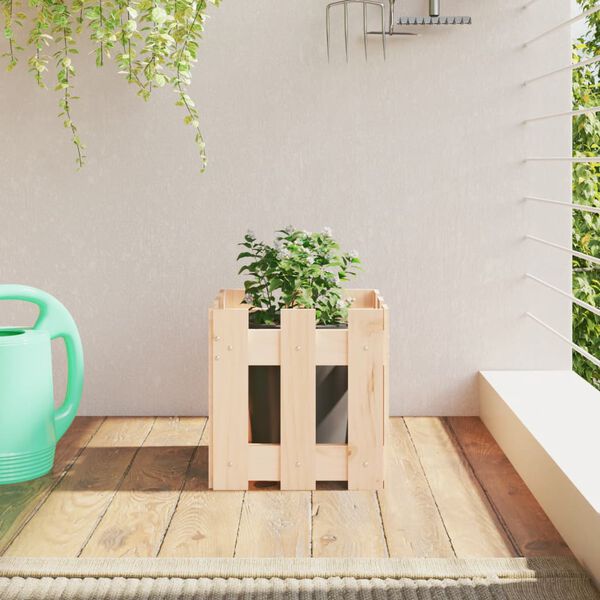 vidaXL Jardinera con diseño de valla madera maciza de pino 30x30x30 cm