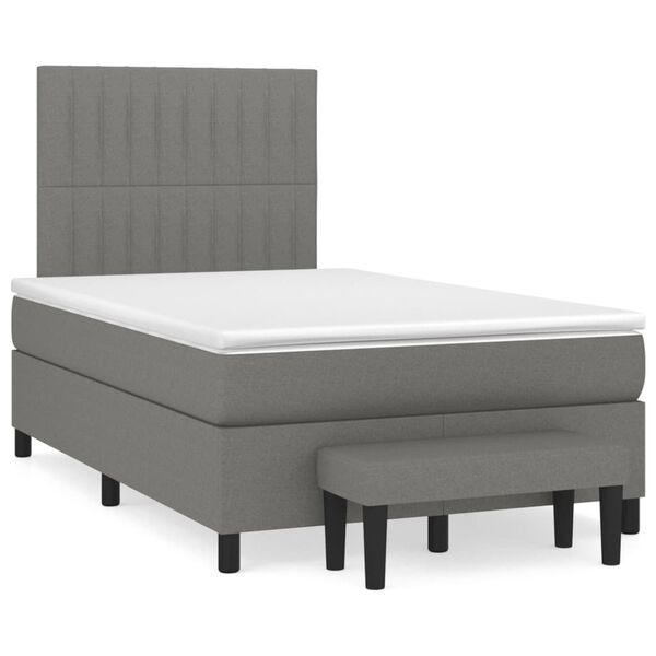 vidaXL Cama box spring con colch&oacute;n tela gris oscuro 120x200 cm