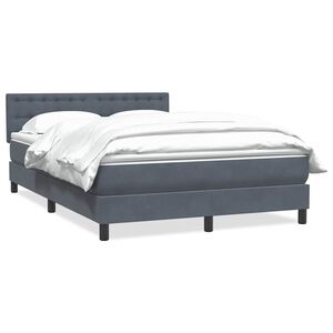 vidaXL Cama box spring con colch&oacute;n terciopelo gris oscuro 140x220 cm