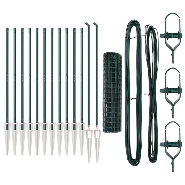 vidaXL Reja con postes Verde 1 x 25 m Acero