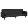 vidaXL Sof&aacute; cama de 2 plazas con dos almohadas tela negro