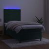 vidaXL Cama box spring colch&oacute;n y LED terciopelo verde oscuro 90x200 cm