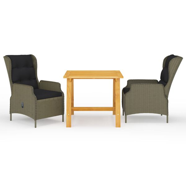 vidaXL Juego de comedor para jard&iacute;n de 3 piezas marr&oacute;n