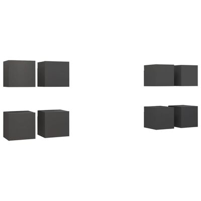 vidaXL Muebles de pared para TV 8 uds gris 30,5x30x30 cm