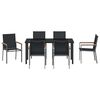 vidaXL Conjunto de Comedor de Jard&iacute;n 7 pcs Negro