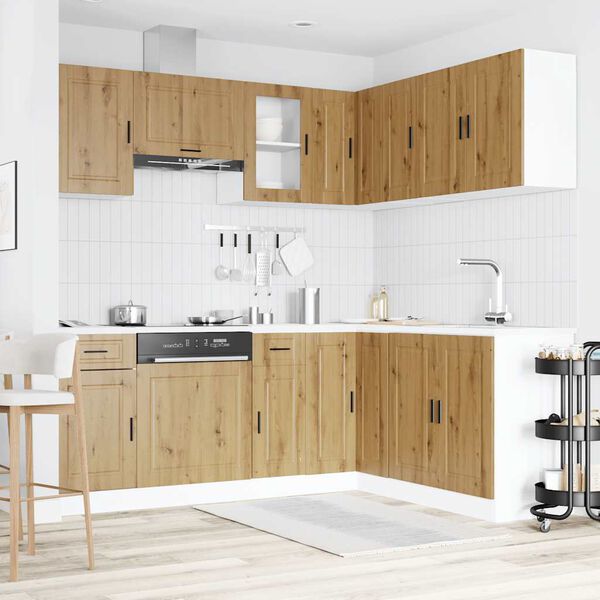 vidaXL Mueble de cocina Porto 11 piezas artesanal roble