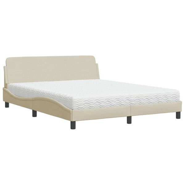 vidaXL Cama con colchón Dover de tela color crema 160x200 cm
