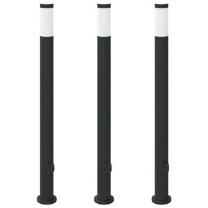 vidaXL Balizas de luz con toma de corriente, 3 unidades, 110 cm, acero inoxidable, IP44