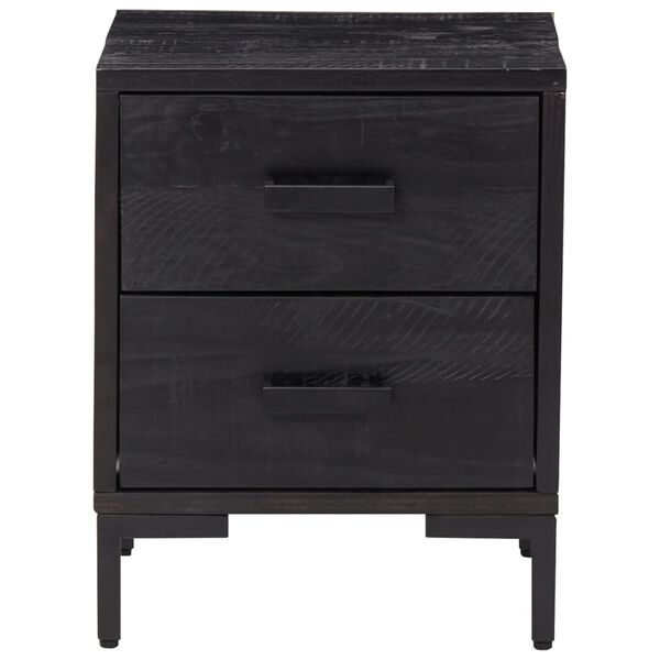 vidaXL Mesita de noche madera maciza de pino negro 36x30x45 cm