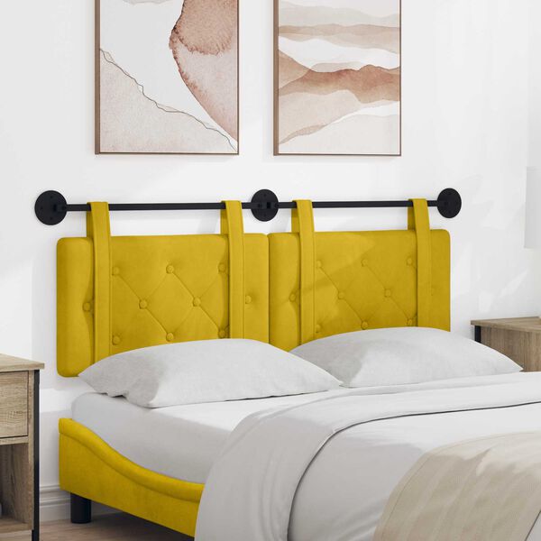 vidaXL Cabecera Colgante Amarillo 130 x 55 x 5 cm Terciopelo