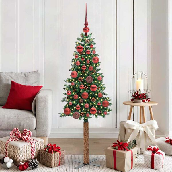 vidaXL &Aacute;rbol de Navidad Delgado con 150 LED con soporte Verde 150 cm