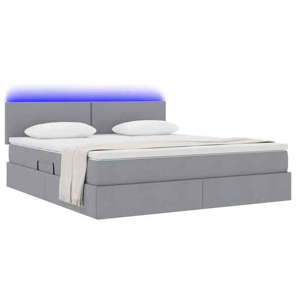 vidaXL Cama con almacenamiento y LED Gris Claro 180 x 200 cm tela