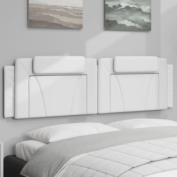 vidaXL Cabecero de cama acolchado Viana cuero sint&eacute;tico blanco 180 cm