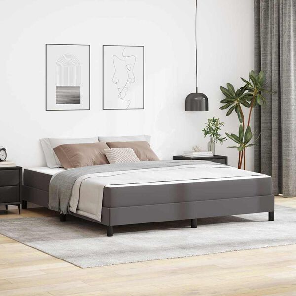 vidaXL Estructura de cama con colchón Gris 180 x 200 cm tela