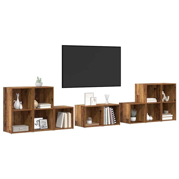 vidaXL Juego de muebles de TV 8 pcs Madera Vieja Madera contrachapada