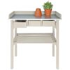 Esschert Design Banco de trabajo de jard&iacute;n blanco CF29W