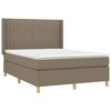 vidaXL Cama box spring con colch&oacute;n tela gris taupe 140x200 cm