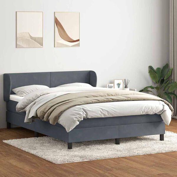 vidaXL Cama box spring con colch&oacute;n terciopelo gris oscuro 140x220 cm