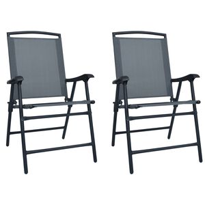 vidaXL Sillas plegables, 2 unidades, Texilene gris