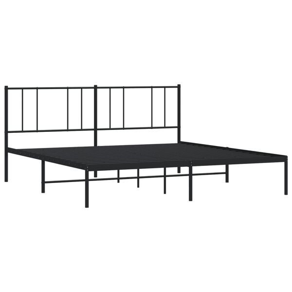 vidaXL Estructura cama sin colch&oacute;n con cabecero metal negro 180x200 cm