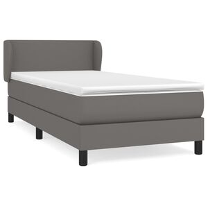 vidaXL Cama box spring con colch&oacute;n cuero sint&eacute;tico gris 90x200 cm