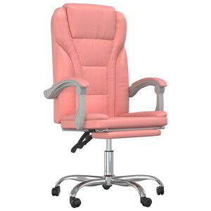 vidaXL Silla de oficina reclinable cuero sint&eacute;tico rosa