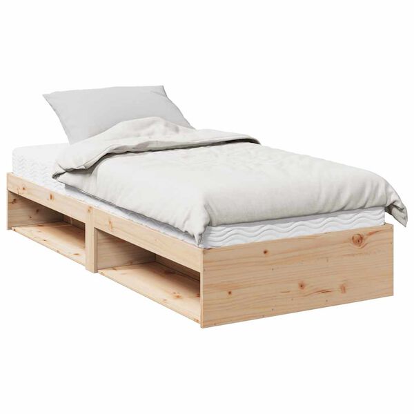 vidaXL Sofá cama con colchón madera maciza de pino 80x200 cm