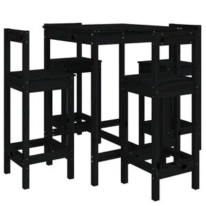 vidaXL Set de mesa y taburetes altos jard&iacute;n 5 piezas madera pino negro