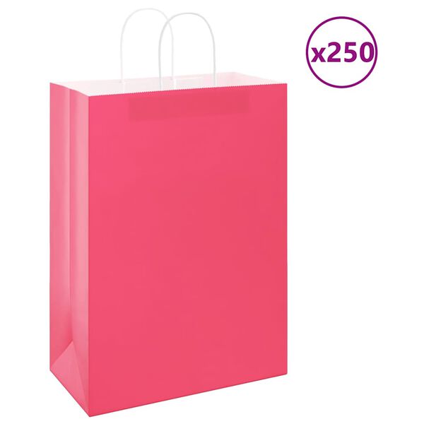 vidaXL Bolsas de papel con asas 250 uds rosa 32x17x44 cm