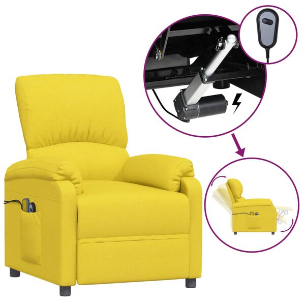 vidaXL Sill&oacute;n de masaje el&eacute;ctrico tela amarillo claro