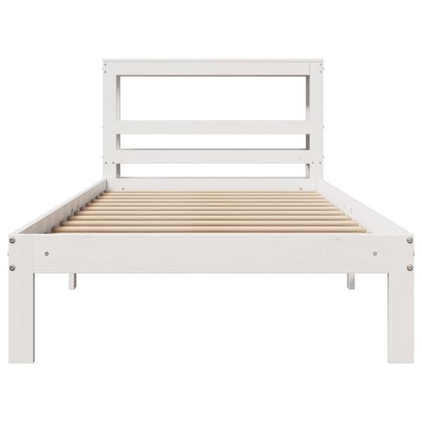 vidaXL Estructura de cama con cabecero sin colch&oacute;n blanco 90x200 cm