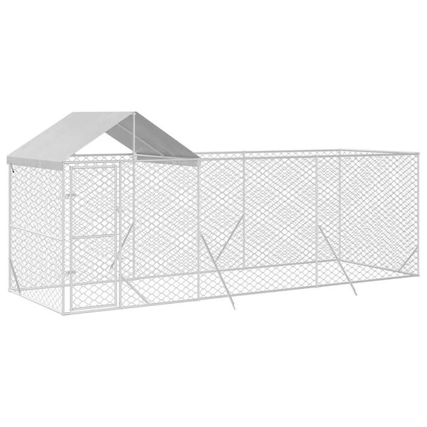 vidaXL Perrera de exterior con techo acero galvanizado plata 6x2x2,5 m