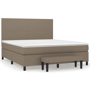 vidaXL Cama box spring con colch&oacute;n tela gris taupe 160x200 cm