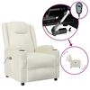 vidaXL Sill&oacute;n reclinable el&eacute;ctrico de cuero sint&eacute;tico blanco crema