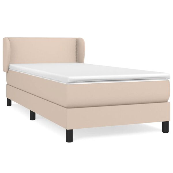 vidaXL Cama box spring con colch&oacute;n cuero sint&eacute;tico capuchino 80x200 cm