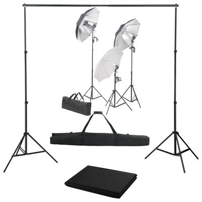 vidaXL Kit de estudio fotográfico con set de luces y fondo