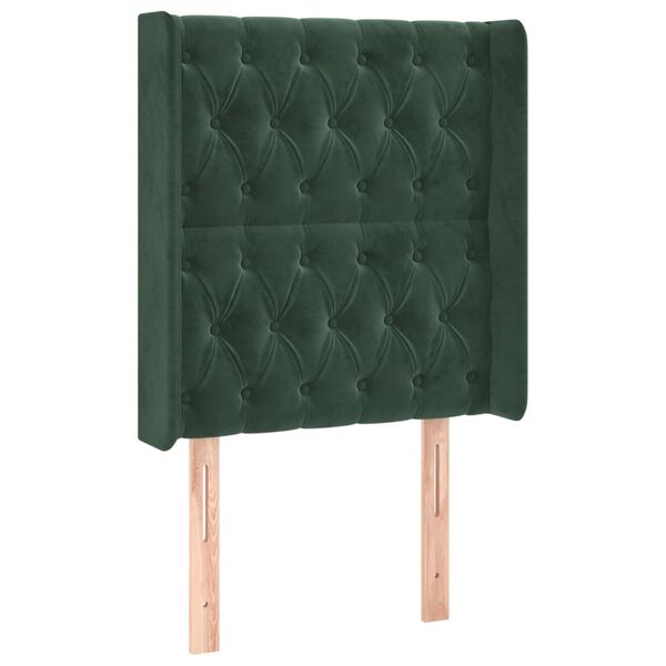 vidaXL Cabecero con LED de terciopelo verde oscuro 83x16x118/128 cm
