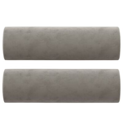 vidaXL Sofá 3 plazas almohadas y cojines terciopelo gris claro 210 cm
