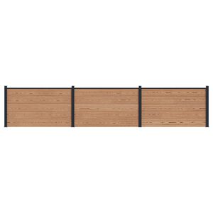 vidaXL Panel de valla 3 pcs WPC y Aluminio Marr&oacute;n