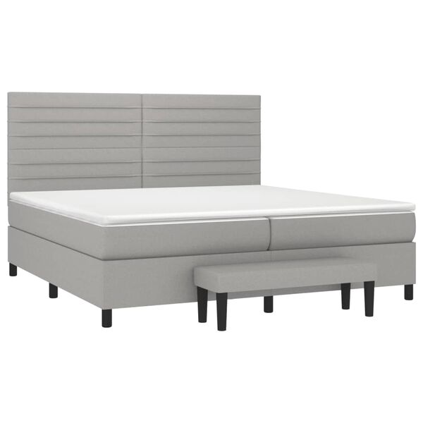 vidaXL Cama box spring con colch&oacute;n tela gris claro 200x200 cm